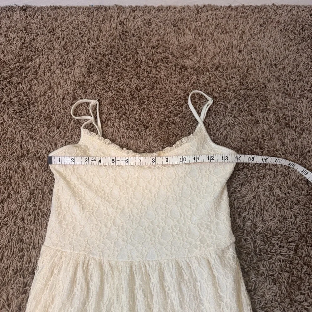 ABERCROMBIE‎ & FITCH Ivory Lace Maxi Dress Thin Straps Lined Beachy Boho Size S